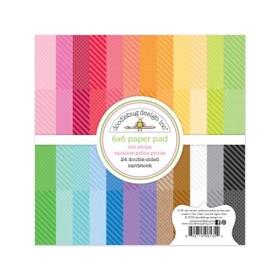 Doodlebug Dot-Stripe Designpapier - Rainbow Petite Prints